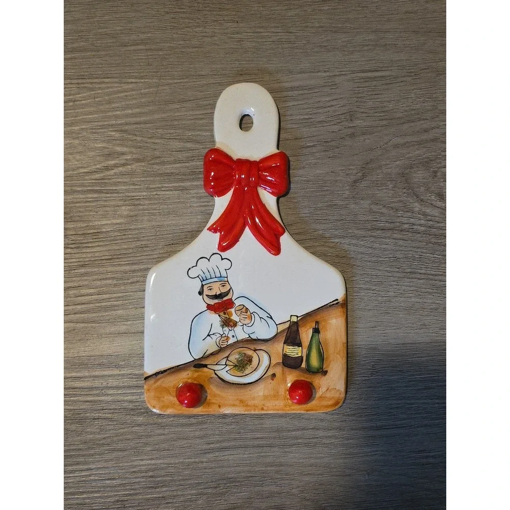 Chef Design Ceramic Kitchen Hanging Trivet to Hang apron Chef‎ Multicolor